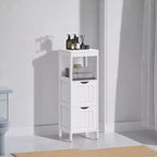 Mobiletto moderno da pavimento con 2 cassetti e ripiano aperto - Organizer portaoggetti indipendente bianco