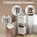 Mobiletto moderno da pavimento con 2 cassetti e ripiano aperto - Organizer portaoggetti indipendente bianco