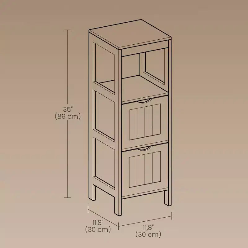 Mobiletto moderno da pavimento con 2 cassetti e ripiano aperto - Organizer portaoggetti indipendente bianco