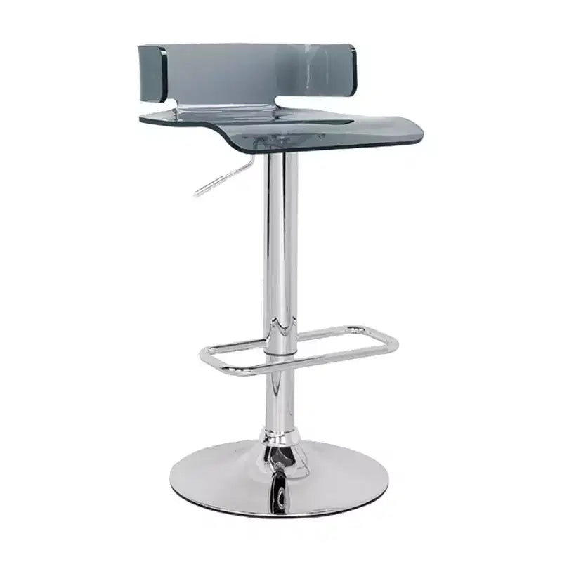 Simple Relax Acrylic Adjustable Stool with Swivel in Gray and Chrome
