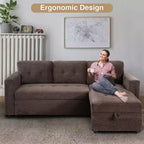 Divano componibile trasformabile Home Imports Emporium con chaise longue contenitore e porte USB integrate per salotti moderni