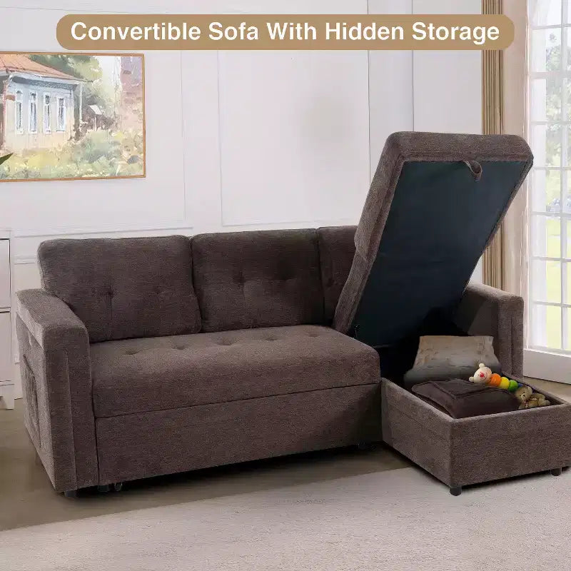 Divano componibile trasformabile Home Imports Emporium con chaise longue contenitore e porte USB integrate per salotti moderni