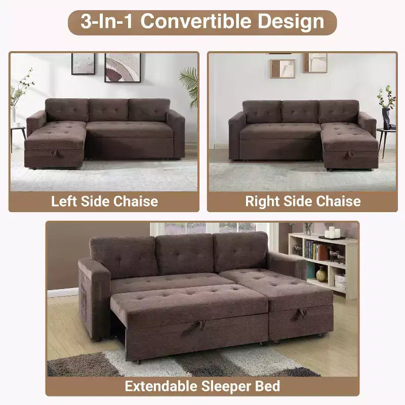 Divano componibile trasformabile Home Imports Emporium con chaise longue contenitore e porte USB integrate per salotti moderni