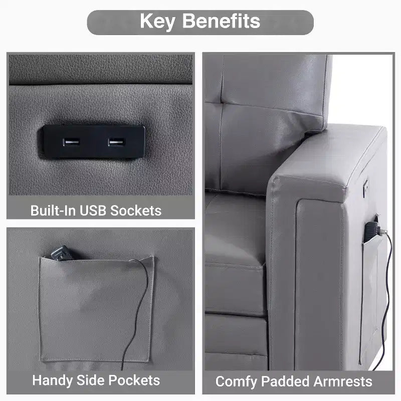 Divano componibile trasformabile Home Imports Emporium con chaise longue contenitore e porte USB integrate per salotti moderni