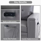 Divano componibile trasformabile Home Imports Emporium con chaise longue contenitore e porte USB integrate per salotti moderni