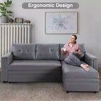 Divano componibile trasformabile Home Imports Emporium con chaise longue contenitore e porte USB integrate per salotti moderni