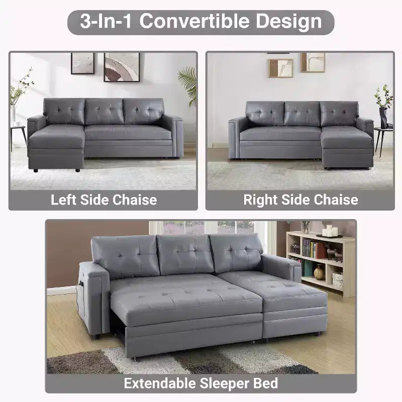 Divano componibile trasformabile Home Imports Emporium con chaise longue contenitore e porte USB integrate per salotti moderni