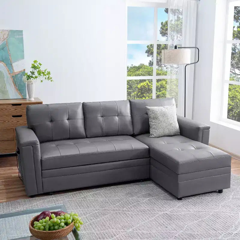 Divano componibile trasformabile Home Imports Emporium con chaise longue contenitore e porte USB integrate per salotti moderni