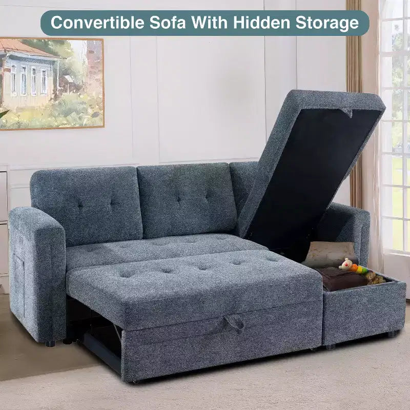 Divano componibile trasformabile Home Imports Emporium con chaise longue contenitore e porte USB integrate per salotti moderni