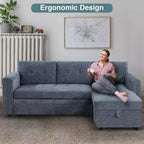 Divano componibile trasformabile Home Imports Emporium con chaise longue contenitore e porte USB integrate per salotti moderni