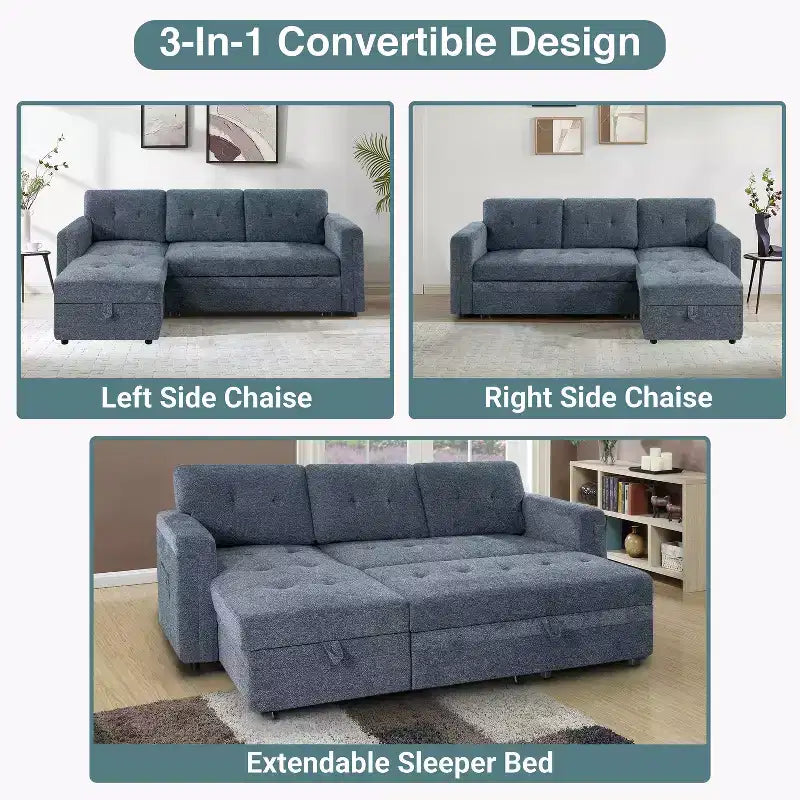 Divano componibile trasformabile Home Imports Emporium con chaise longue contenitore e porte USB integrate per salotti moderni