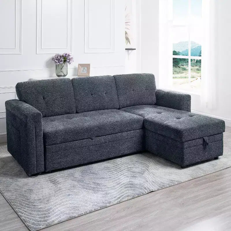 Divano componibile trasformabile Home Imports Emporium con chaise longue contenitore e porte USB integrate per salotti moderni