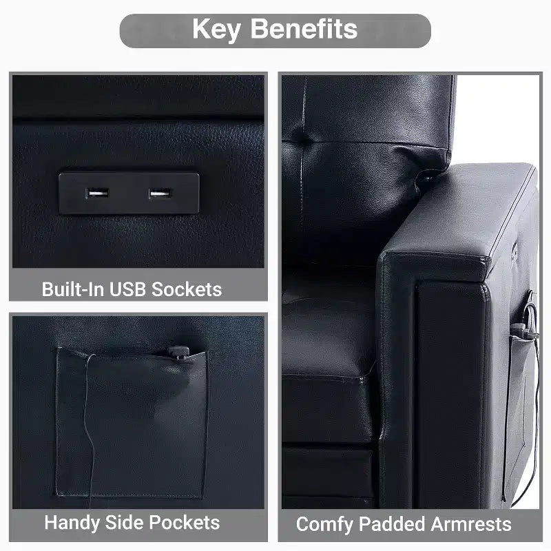 Divano componibile trasformabile Home Imports Emporium con chaise longue contenitore e porte USB integrate per salotti moderni
