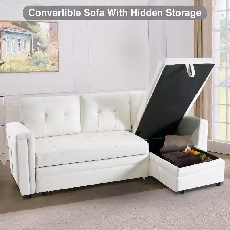 Divano componibile trasformabile Home Imports Emporium con chaise longue contenitore e porte USB integrate per salotti moderni