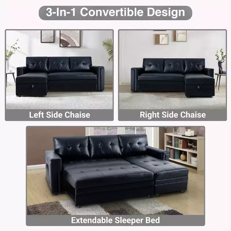 Divano componibile trasformabile Home Imports Emporium con chaise longue contenitore e porte USB integrate per salotti moderni