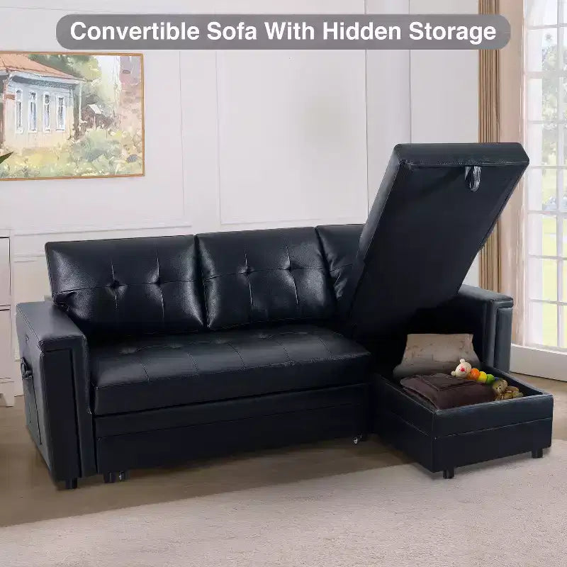 Divano componibile trasformabile Home Imports Emporium con chaise longue contenitore e porte USB integrate per salotti moderni