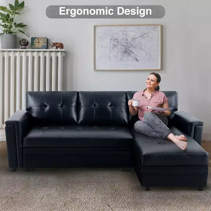 Divano componibile trasformabile Home Imports Emporium con chaise longue contenitore e porte USB integrate per salotti moderni