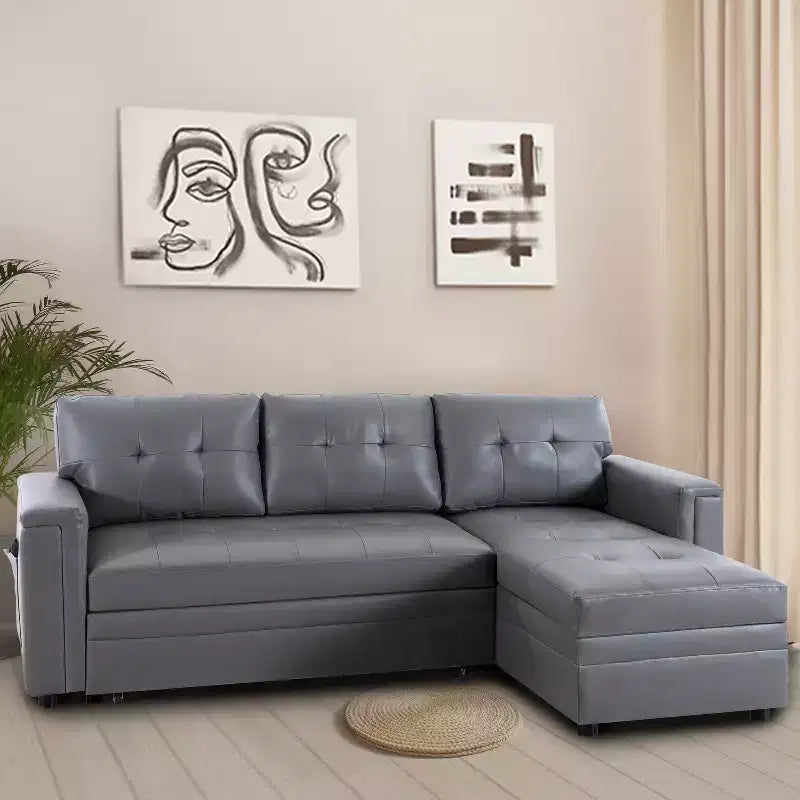 Divano componibile trasformabile Home Imports Emporium con chaise longue contenitore e porte USB integrate per salotti moderni