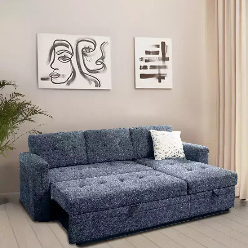 Divano componibile trasformabile Home Imports Emporium con chaise longue contenitore e porte USB integrate per salotti moderni