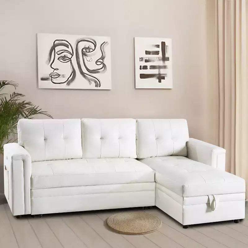 Divano componibile trasformabile Home Imports Emporium con chaise longue contenitore e porte USB integrate per salotti moderni