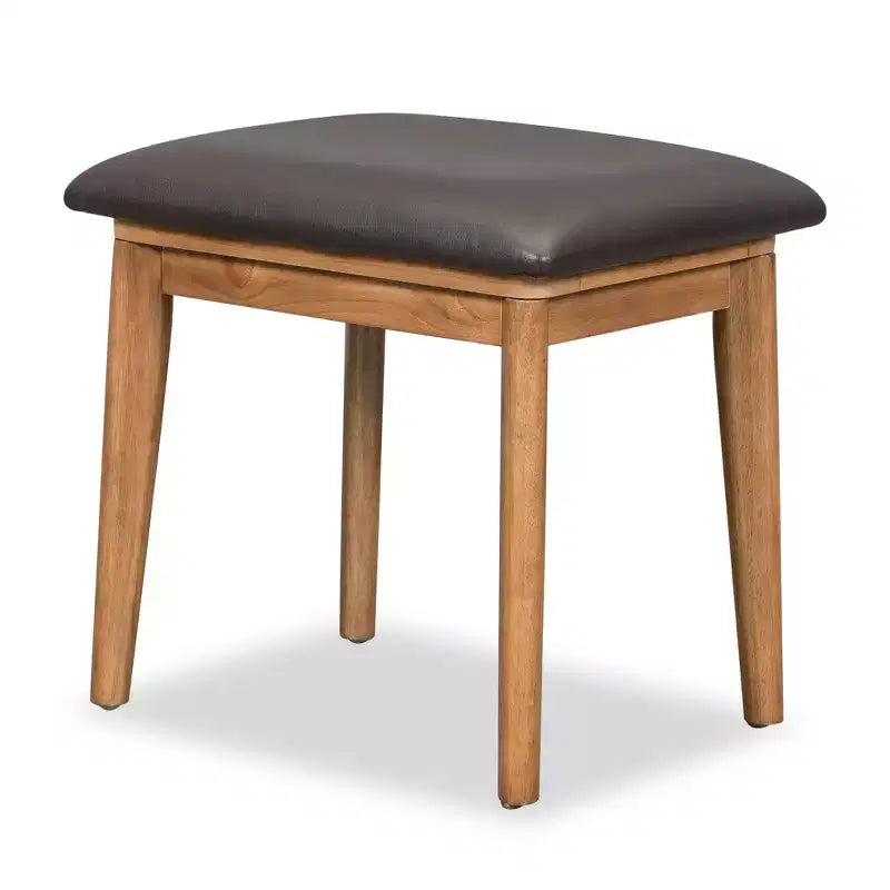 Set da toletta con specchio ribaltabile, 3 cassetti e vano portaoggetti, bianco/marrone-ModernLuxe, 43W