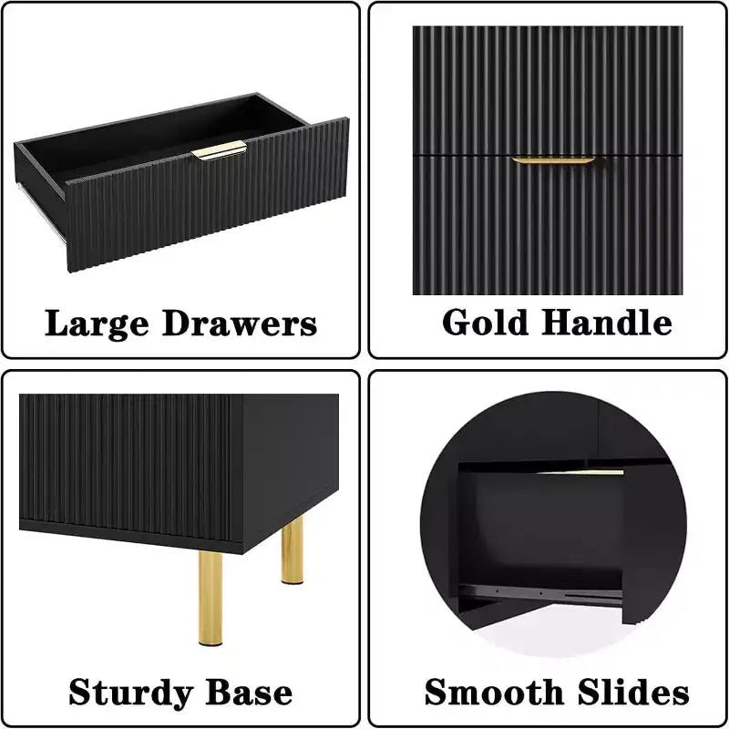 Cassettiera moderna a 6 cassetti per camera da letto con maniglia dorata e cassetti grandi, comò doppio in legno e organizer contenitore