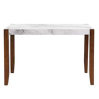 Set da pranzo moderno di 4/5 pezzi Set da pranzo salvaspazio con tavolo in finto marmo, 2 sedie imbottite e panca, bianco+marrone-ModernLuxe