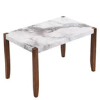 Set da pranzo moderno di 4/5 pezzi Set da pranzo salvaspazio con tavolo in finto marmo, 2 sedie imbottite e panca, bianco+marrone-ModernLuxe