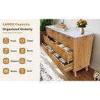 Comò a 6 cassetti per camera da letto, Comò bianco per camera da letto, Cassettiera a sei cassetti con motivo a goccia 54 con ripiano in finto marmo, Comò per bambini per cameretta