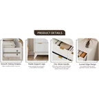 Comò a 6 cassetti per camera da letto, Comò bianco per camera da letto, Cassettiera a sei cassetti con motivo a goccia 54 con ripiano in finto marmo, Comò per bambini per cameretta