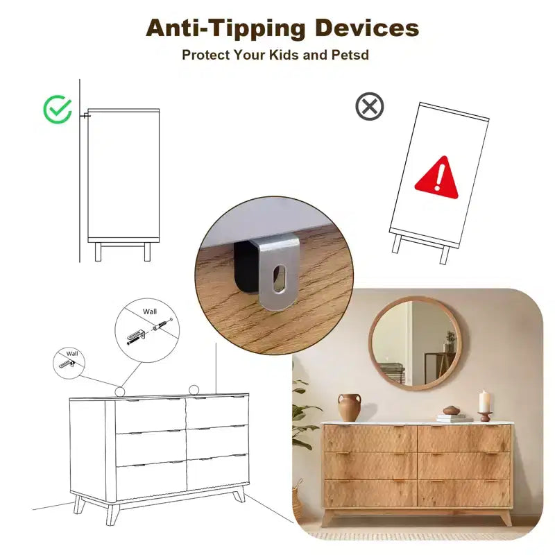 Comò a 6 cassetti per camera da letto, Comò bianco per camera da letto, Cassettiera a sei cassetti con motivo a goccia 54 con ripiano in finto marmo, Comò per bambini per cameretta