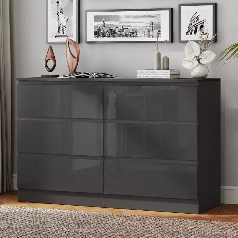 Cassettiera per Camera da Letto, Cassettiera con Superficie Lucida e Ampio Spazio di Archiviazione, Cassettiera Moderna