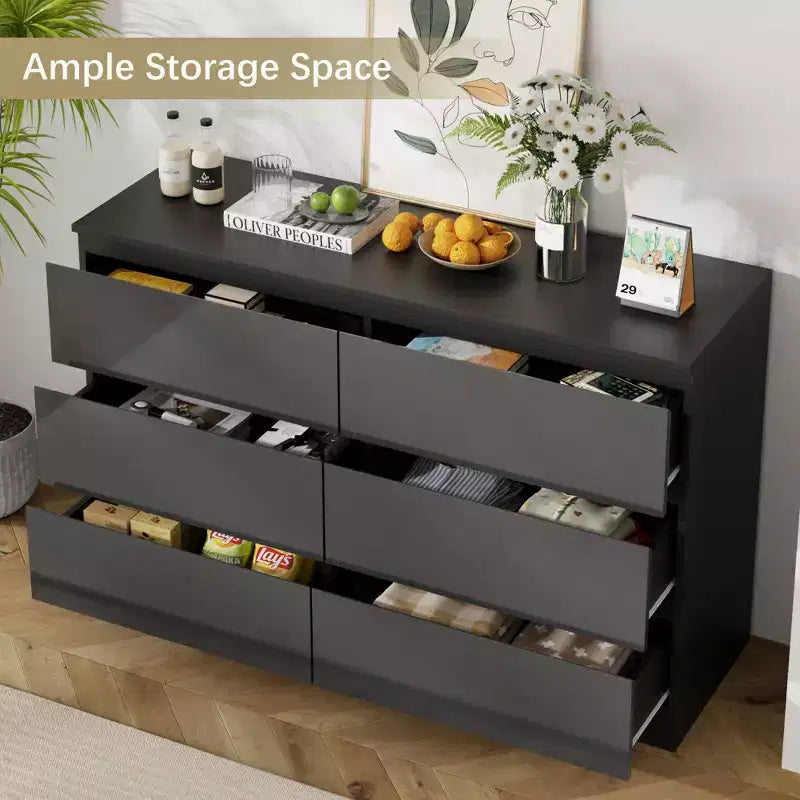 Cassettiera per Camera da Letto, Cassettiera con Superficie Lucida e Ampio Spazio di Archiviazione, Cassettiera Moderna