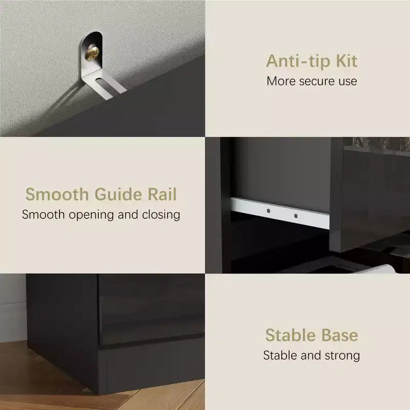 Cassettiera per Camera da Letto, Cassettiera con Superficie Lucida e Ampio Spazio di Archiviazione, Cassettiera Moderna