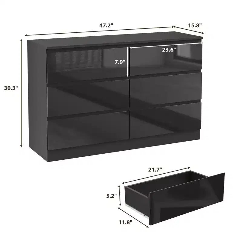 Cassettiera per Camera da Letto, Cassettiera con Superficie Lucida e Ampio Spazio di Archiviazione, Cassettiera Moderna