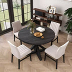 Set da pranzo rotondo Walton da 5 pezzi, tavolo rotondo Cross-Buck con 4 sedie laterali