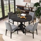 Set da pranzo rotondo Walton da 5 pezzi, tavolo rotondo Cross-Buck con 4 sedie laterali