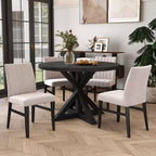 Set da pranzo rotondo Walton da 5 pezzi, tavolo rotondo Cross-Buck con 4 sedie laterali