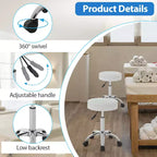 FDW Sgabello Girevole Rotondo per Sedia da Salone Versatile con Altezza Regolabile, Cuscino in Pelle PU