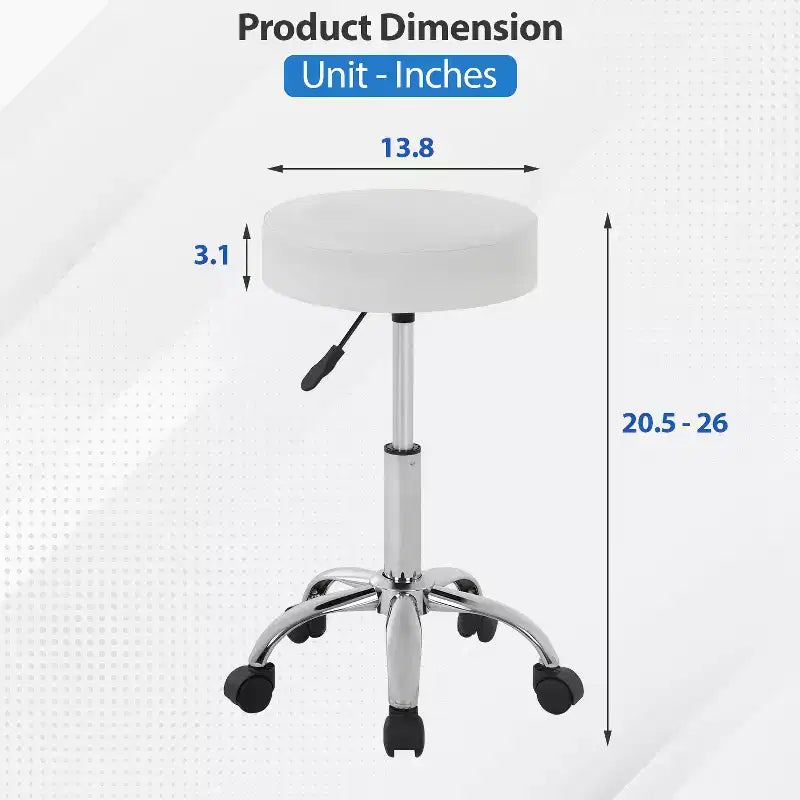FDW Sgabello Girevole Rotondo per Sedia da Salone Versatile con Altezza Regolabile, Cuscino in Pelle PU