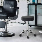 FDW Sgabello Girevole Rotondo per Sedia da Salone Versatile con Altezza Regolabile, Cuscino in Pelle PU