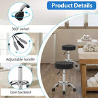 FDW Sgabello Girevole Rotondo per Sedia da Salone Versatile con Altezza Regolabile, Cuscino in Pelle PU
