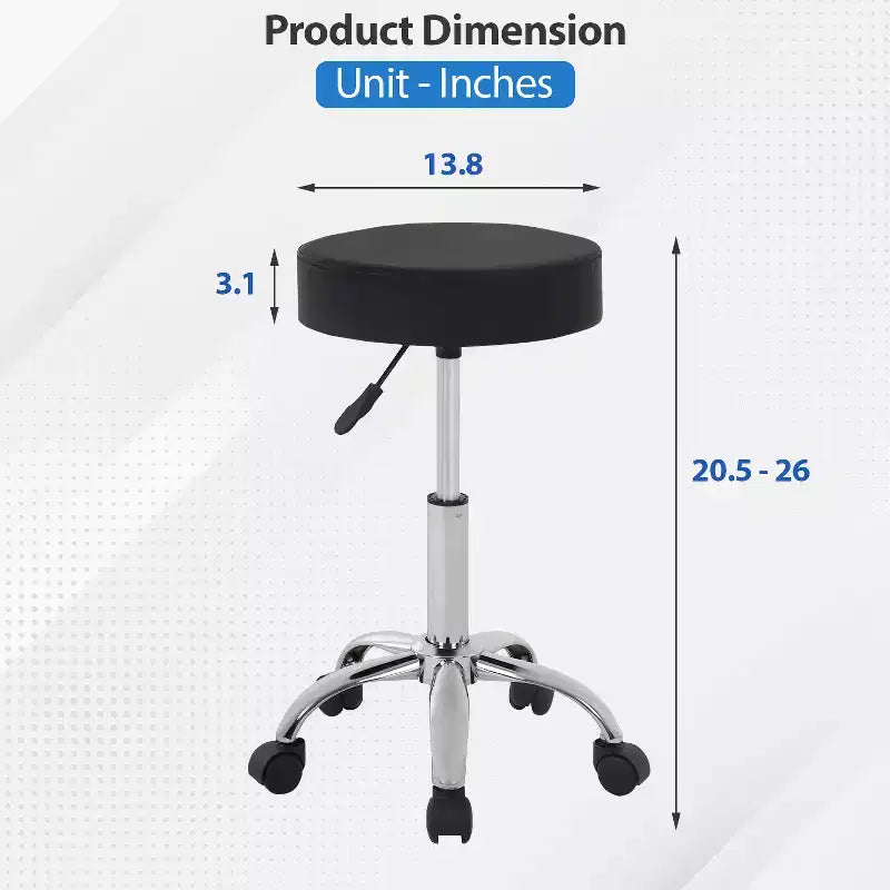 FDW Sgabello Girevole Rotondo per Sedia da Salone Versatile con Altezza Regolabile, Cuscino in Pelle PU