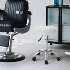 FDW Sgabello Girevole Rotondo per Sedia da Salone Versatile con Altezza Regolabile, Cuscino in Pelle PU