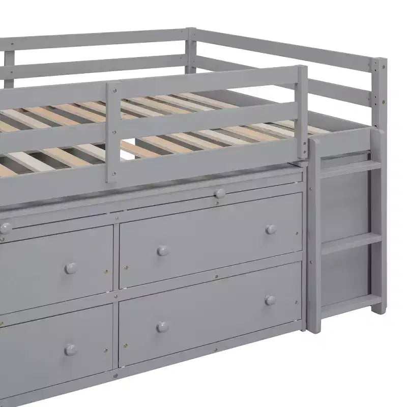 Whisen 76L x 41.8W Letto a soppalco Twin Size con scrivania estraibile e 4 cassetti, scrivania laterale portatile e mensole