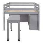 Whisen 76L x 41.8W Letto a soppalco Twin Size con scrivania estraibile e 4 cassetti, scrivania laterale portatile e mensole