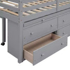 Whisen 76L x 41.8W Letto a soppalco Twin Size con scrivania estraibile e 4 cassetti, scrivania laterale portatile e mensole