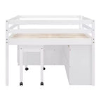 Whisen 76L x 41.8W Letto a soppalco Twin Size con scrivania estraibile e 4 cassetti, scrivania laterale portatile e mensole