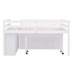 Whisen 76L x 41.8W Letto a soppalco Twin Size con scrivania estraibile e 4 cassetti, scrivania laterale portatile e mensole