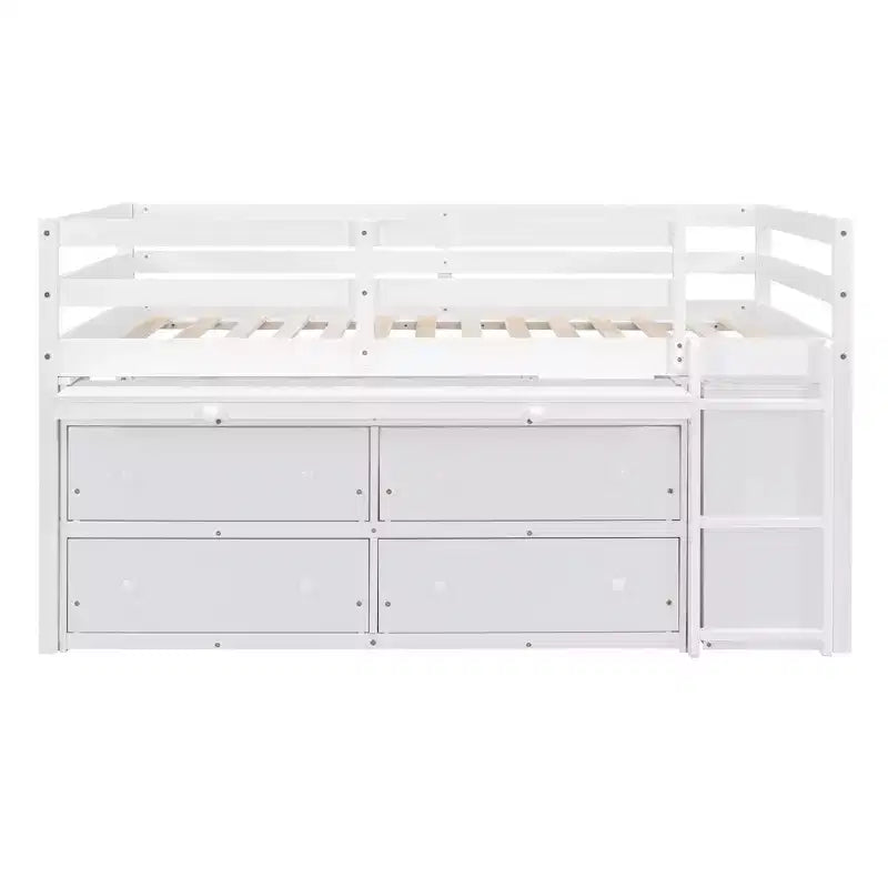 Whisen 76L x 41.8W Letto a soppalco Twin Size con scrivania estraibile e 4 cassetti, scrivania laterale portatile e mensole